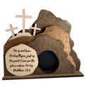 Hvmvliv Wooden Nativity Scene Decor Desktop Christmas Decorations Wooden Easter Resurrection Scene for Home Office Decoration Brown