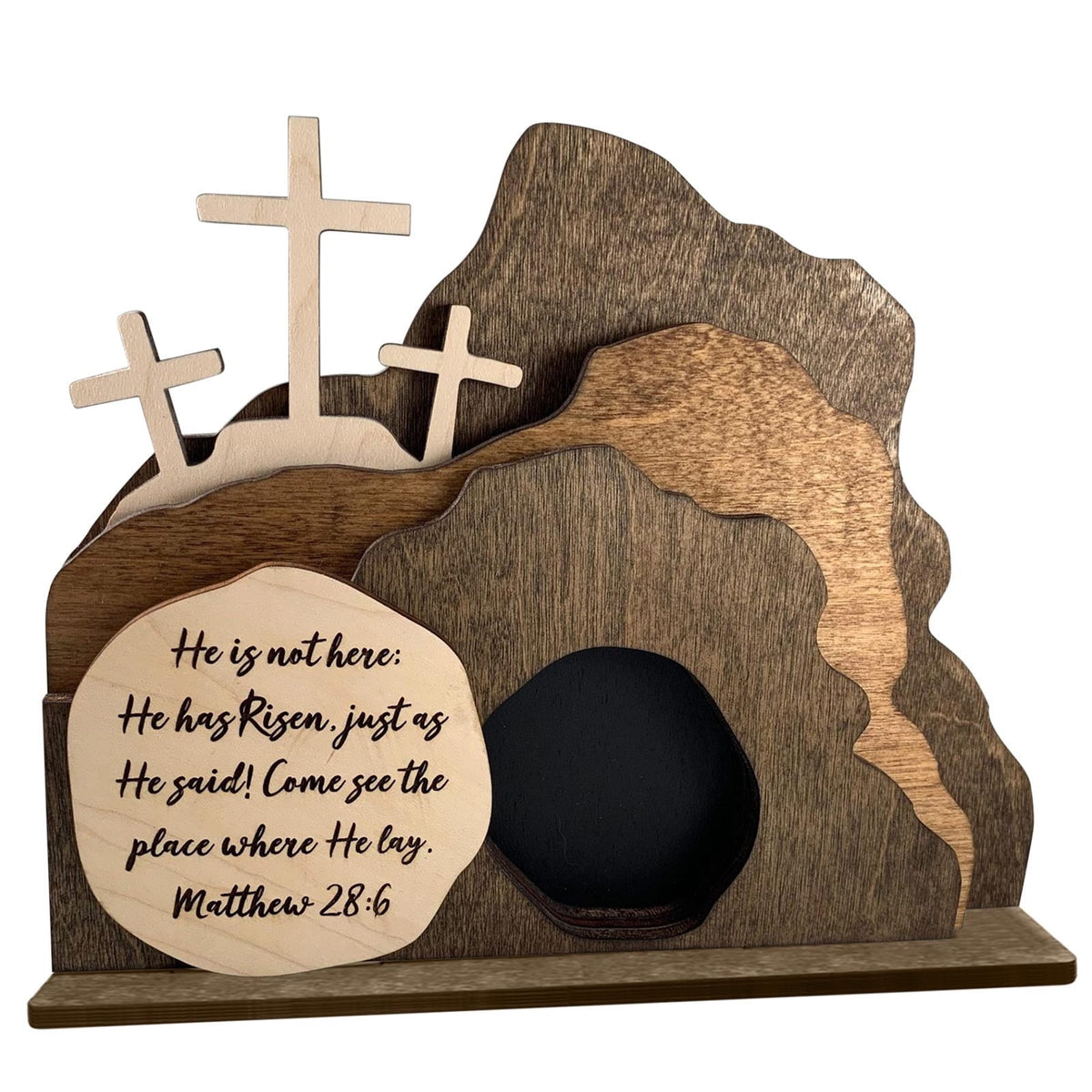 Hvmvliv Wooden Nativity Scene Decor Desktop Christmas Decorations Wooden Easter Resurrection Scene for Home Office Decoration Brown