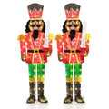 Costway 2 PCS 5 FT Lighted Christmas Nutcracker with Glitter Sword, 100 Lights for Outdoor