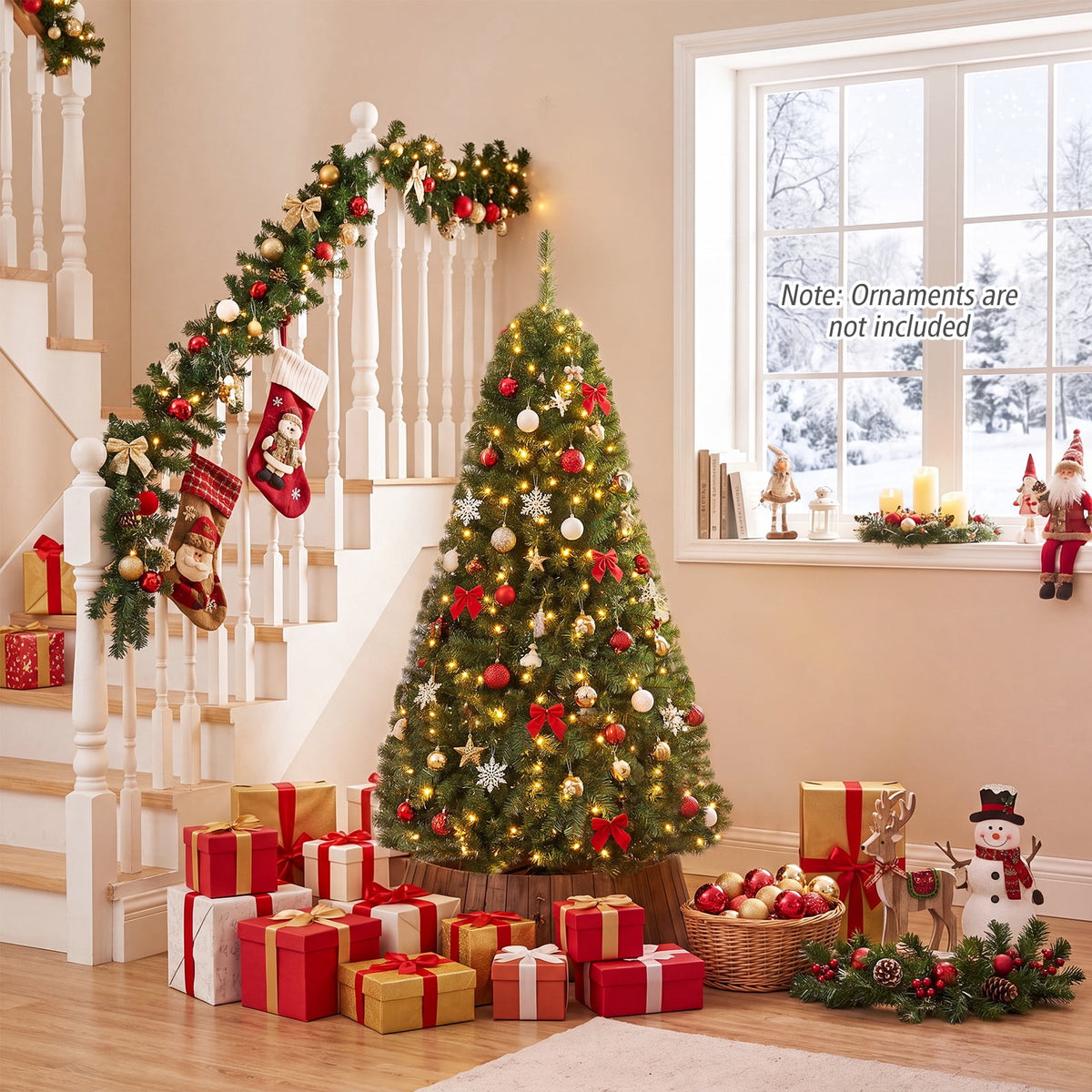 Costway 4 FT Pre-Lit Artificial Christmas Tree with 296 Dense Branch Tips, 100 LED Lights