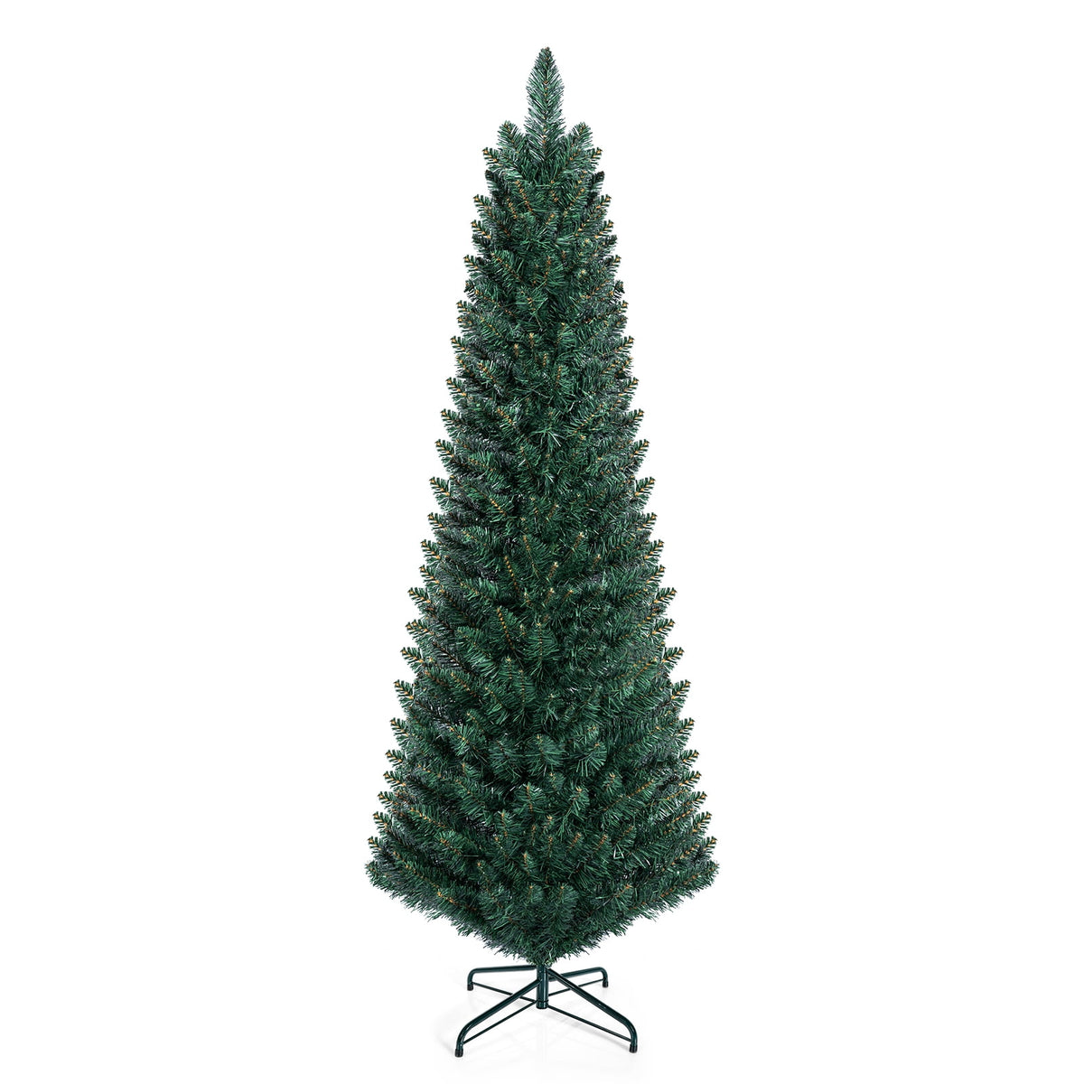 Costway 5Ft PVC Artificial Pencil Christmas Tree Slim Stand Green