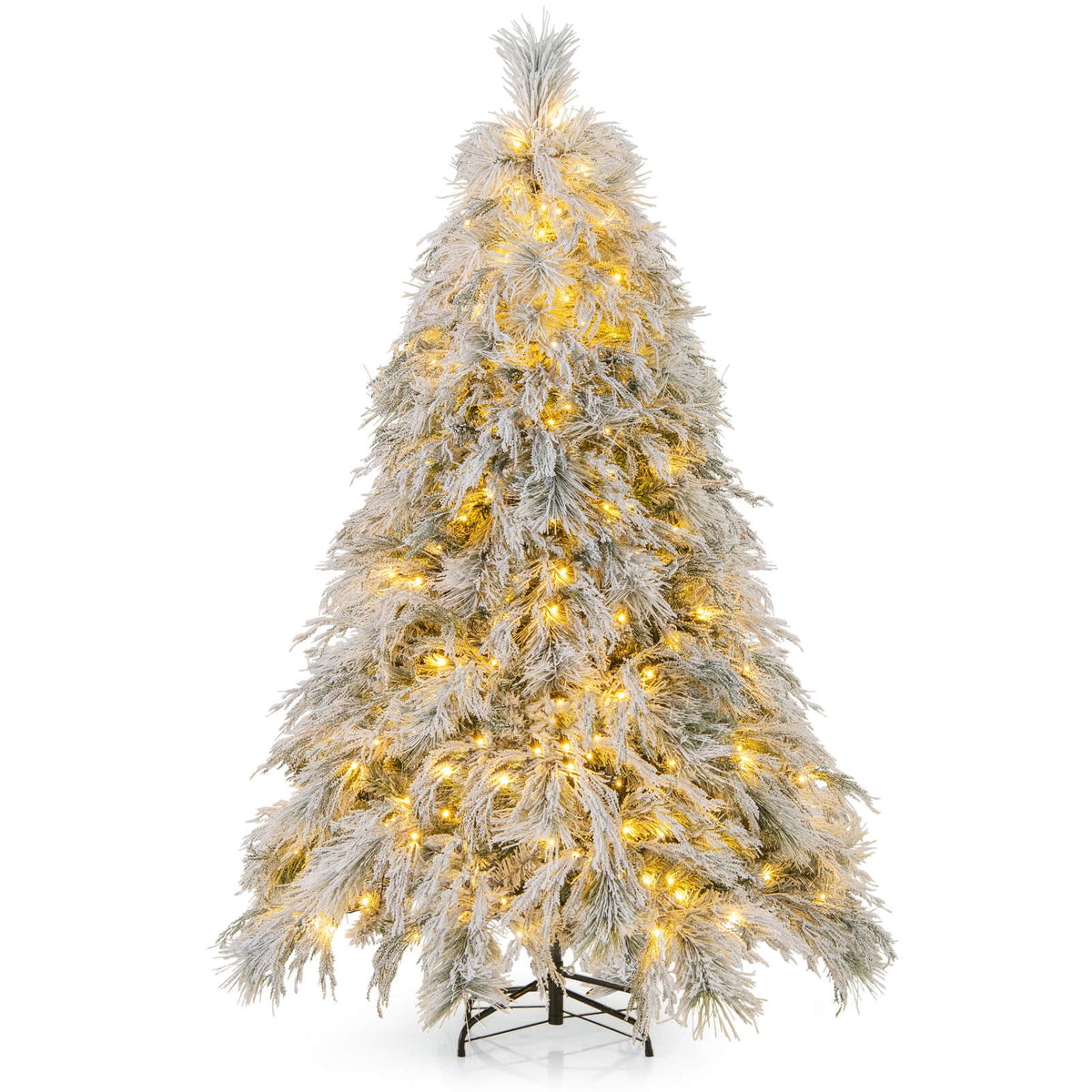 Costway 6 FT Pre-Lit Artificial Christmas Tree with 519 PVC & Pine Needles & PE Tips