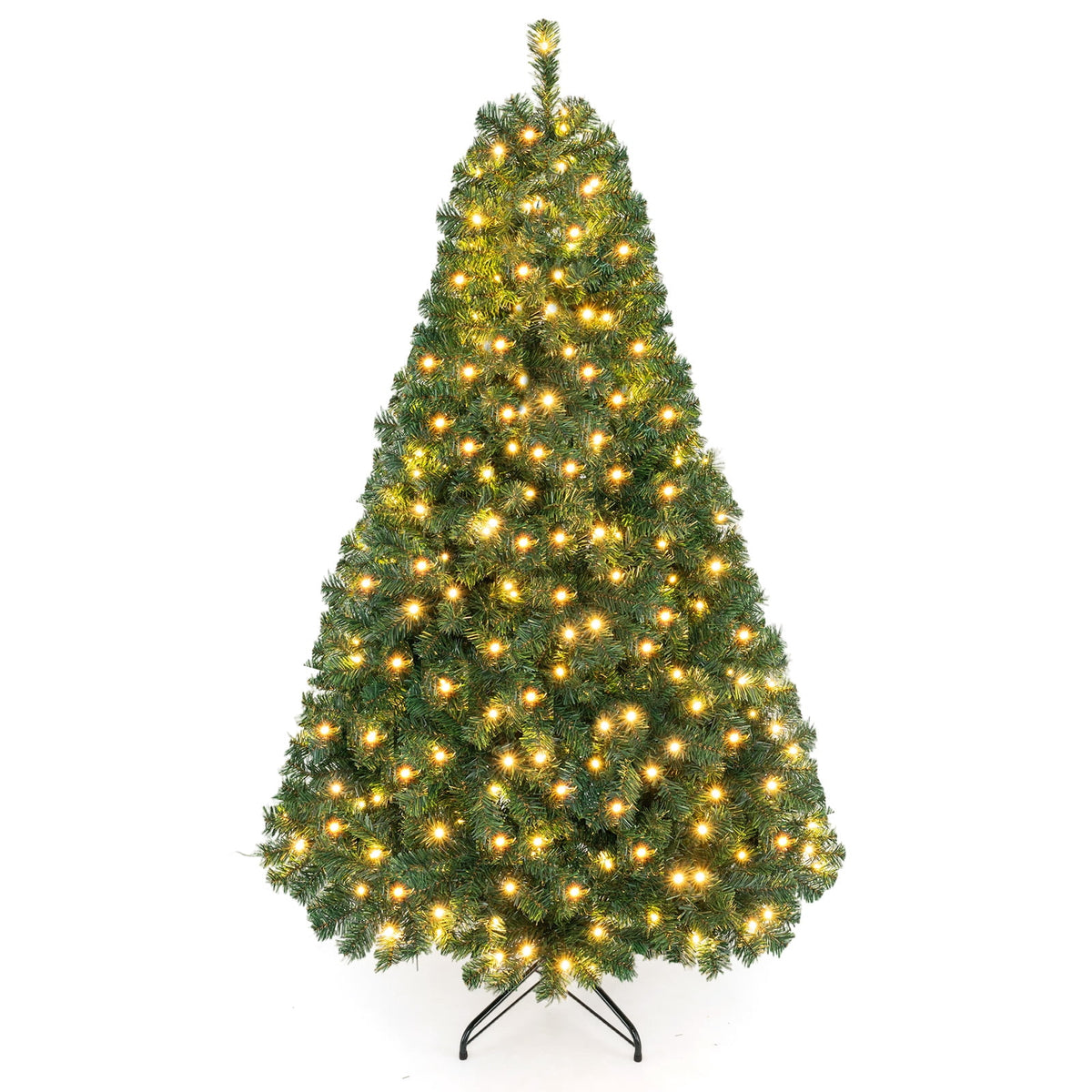 Costway 7.5Ft Pre-Lit Hinged PVC Christmas Tree 400 LED Lights