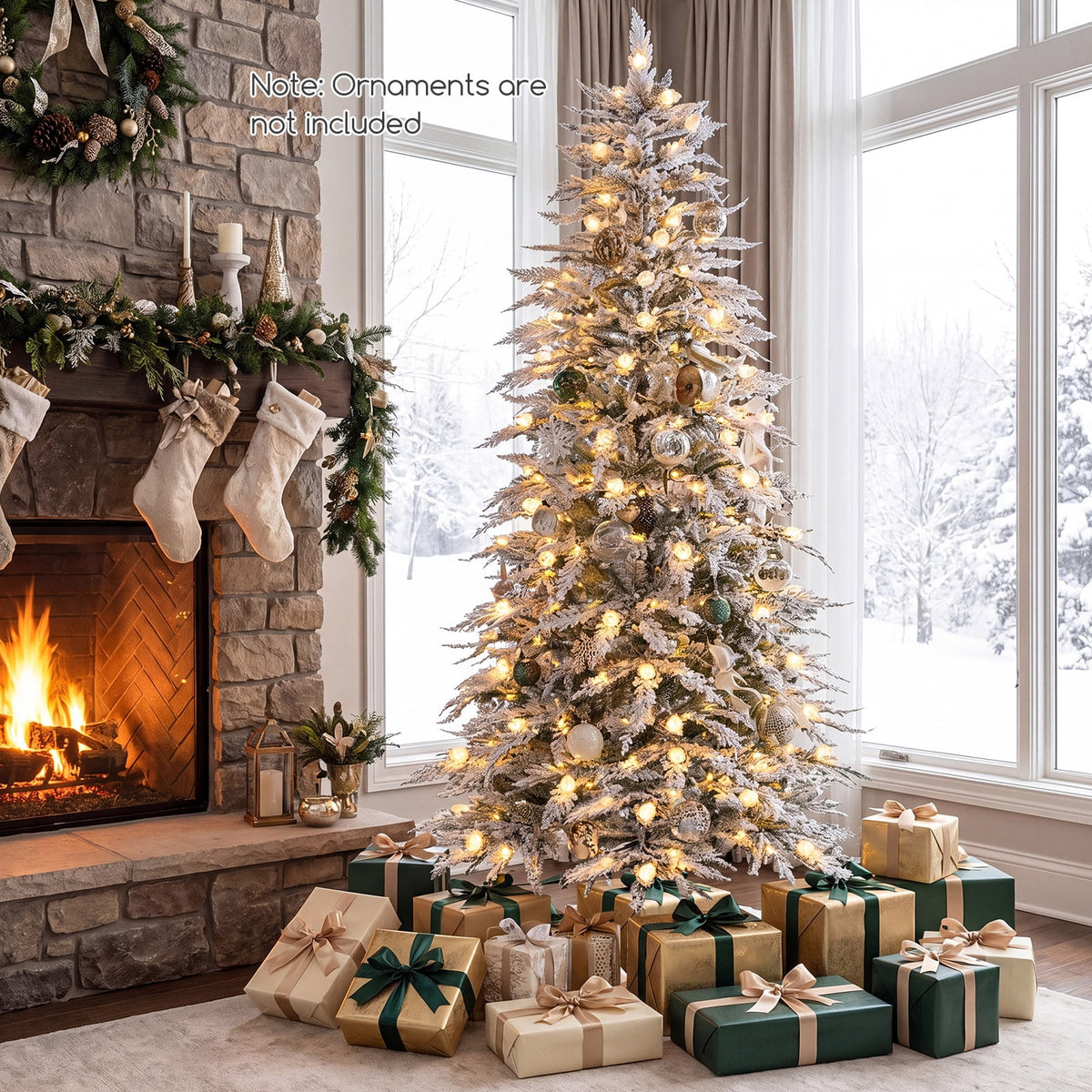 Costway 6 FT Pre-Lit Artificial Christmas Tree with 519 PVC & Pine Needles & PE Tips