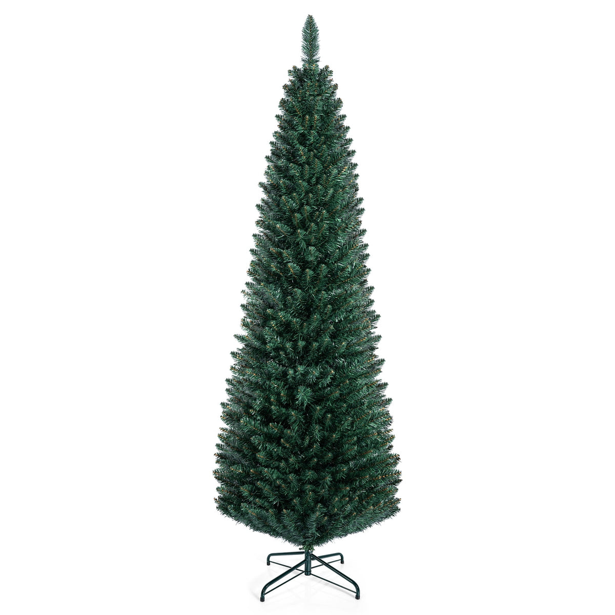 Costway 5Ft PVC Artificial Pencil Christmas Tree Slim Stand Green