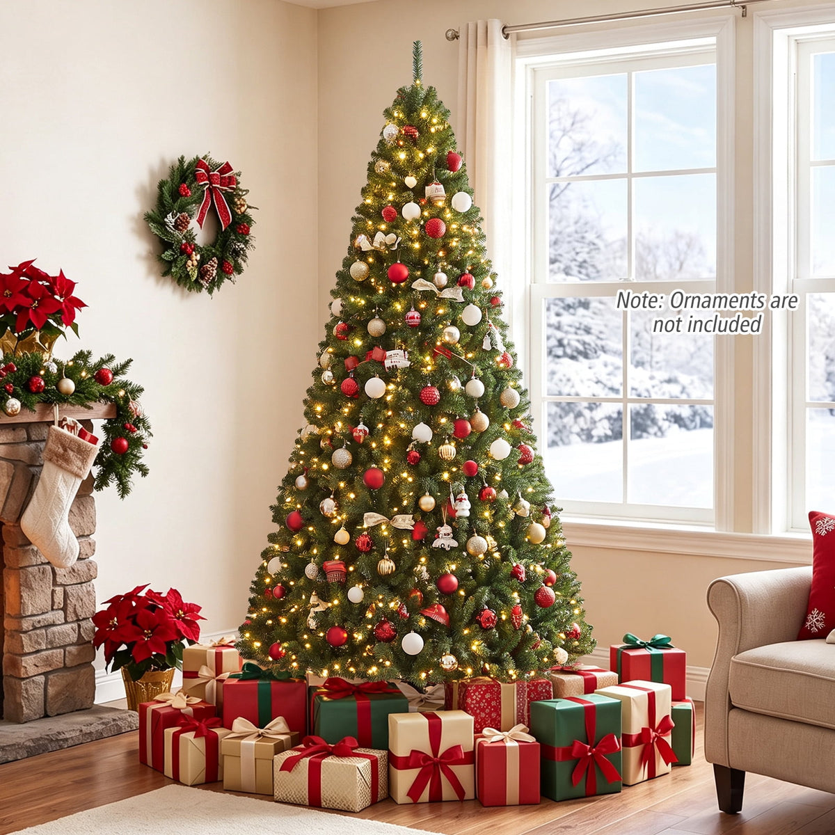 Costway 4 FT Pre-Lit Artificial Christmas Tree with 296 Dense Branch Tips, 100 LED Lights