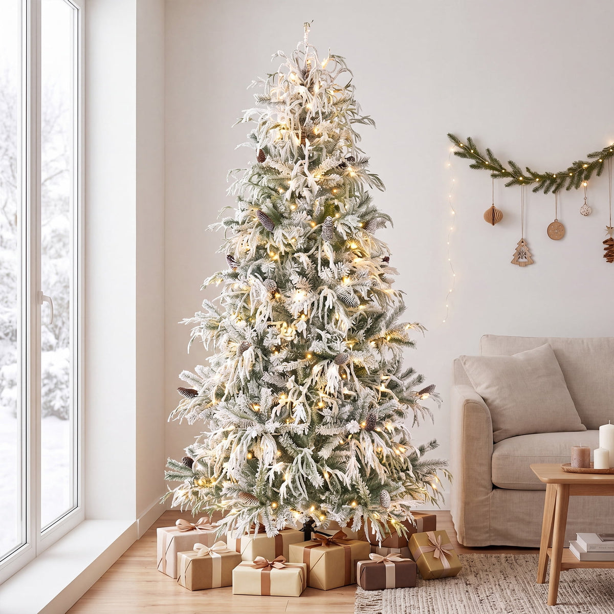 Costway 6 FT Pre-Lit Artificial Christmas Tree with 519 PVC & Pine Needles & PE Tips