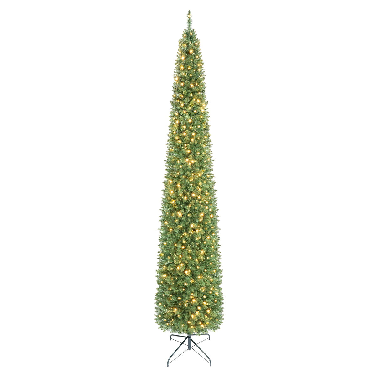 Costway 6 FT Pencil Christmas Tree Pre-Lit Folding Metal Stand Green
