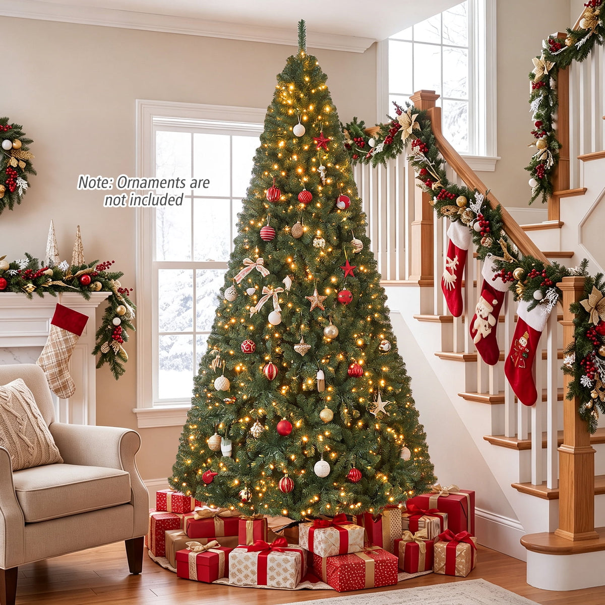 Costway 4 FT Pre-Lit Artificial Christmas Tree with 296 Dense Branch Tips, 100 LED Lights