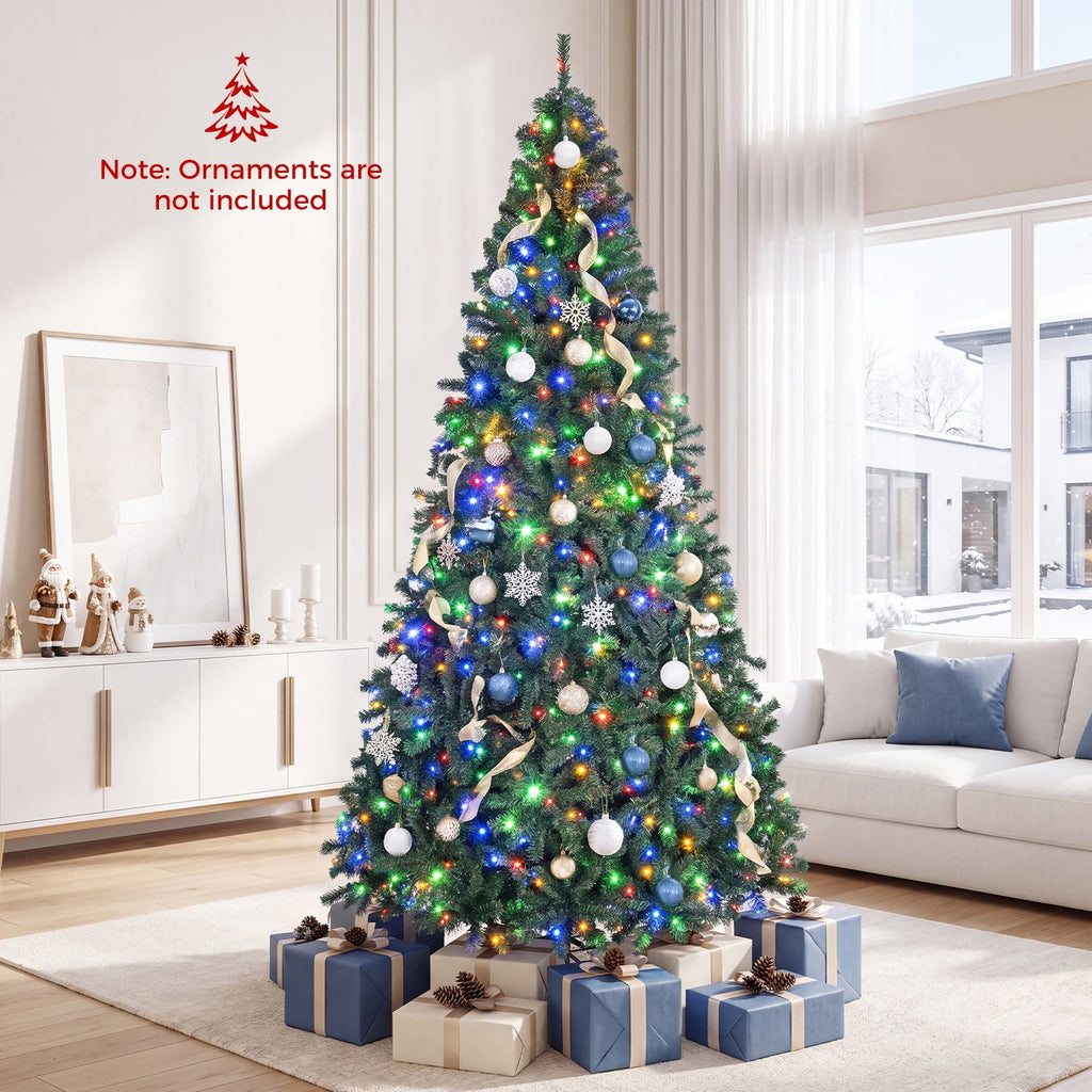 Costway 8Ft Pre-Lit Artificial Christmas Tree Hinged 750 LED Lights