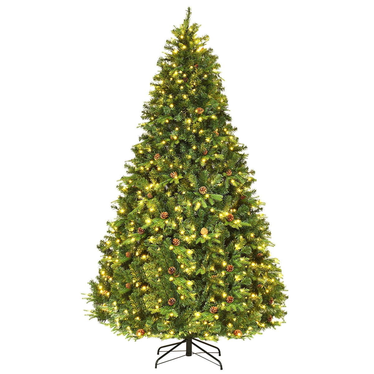 Costway 7.5 FT Pre-Lit Artificial Christmas Tree Hinged with 540 Warm White LED Lights
