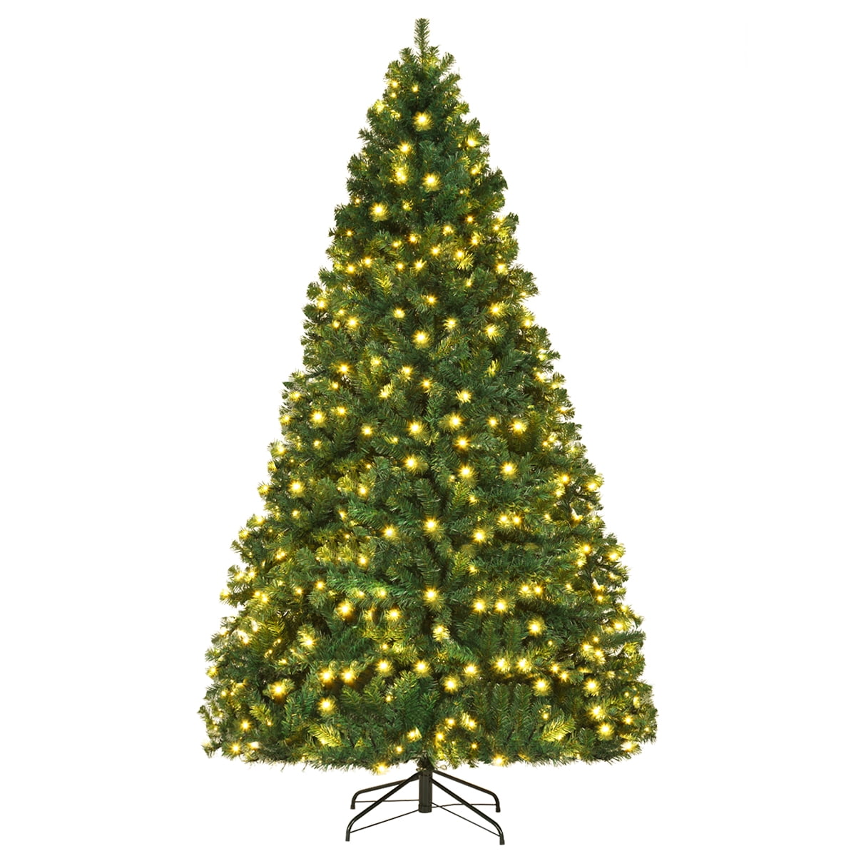Costway 7Ft Pre-Lit PVC Hinged Christmas Tree 300 LED Lights Green