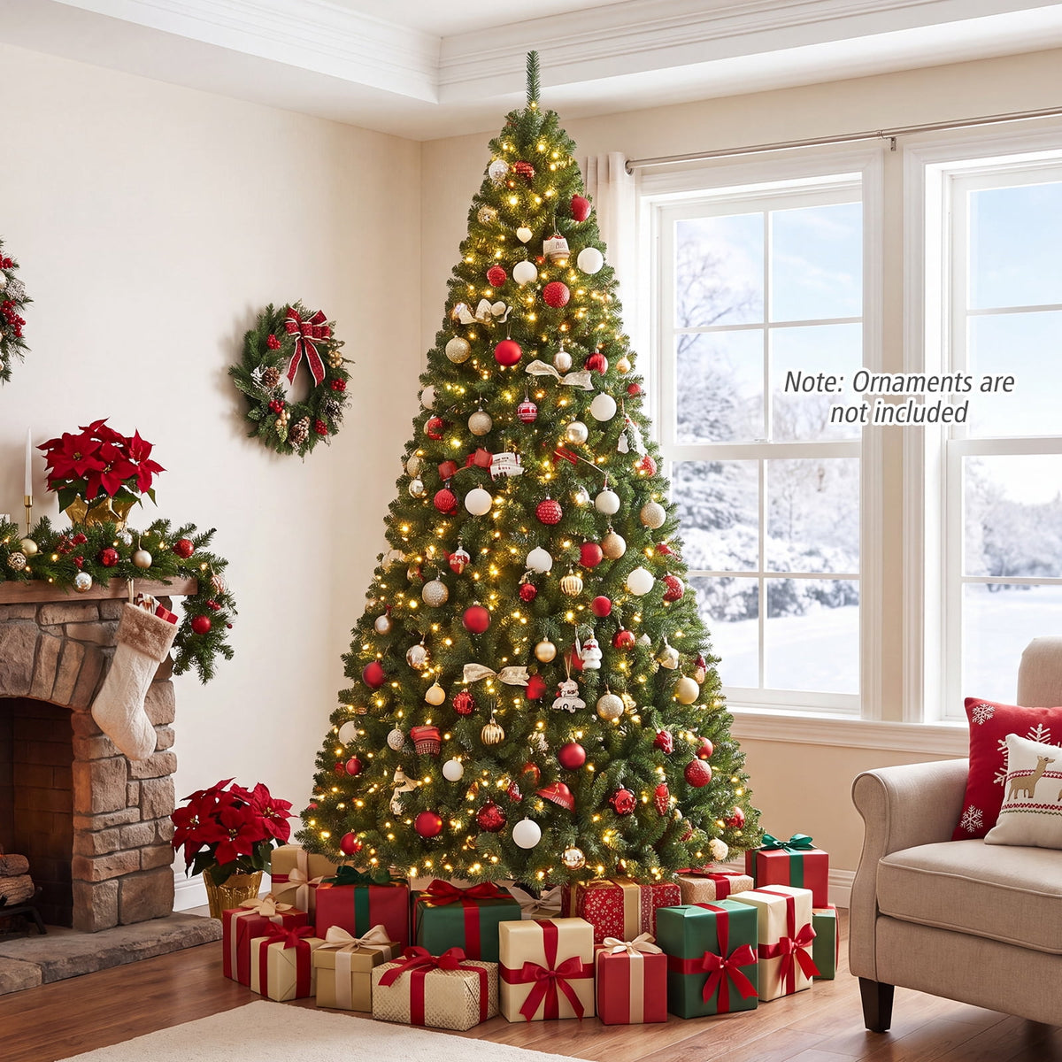 Costway 4 FT Pre-Lit Artificial Christmas Tree with 296 Dense Branch Tips, 100 LED Lights
