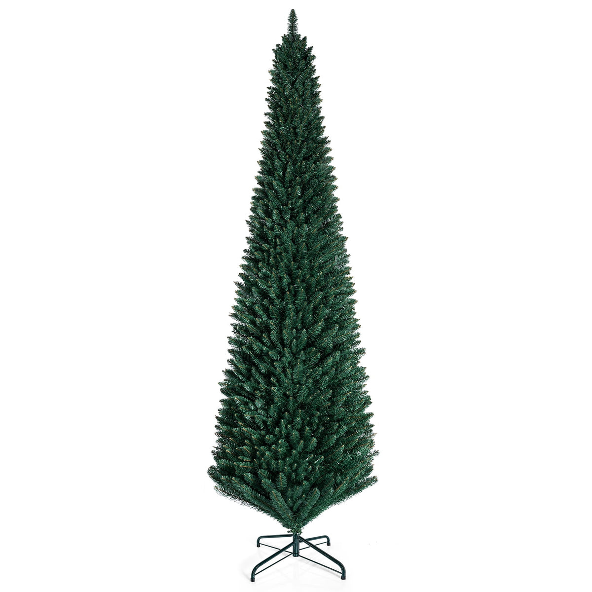 Costway 5Ft PVC Artificial Pencil Christmas Tree Slim Stand Green