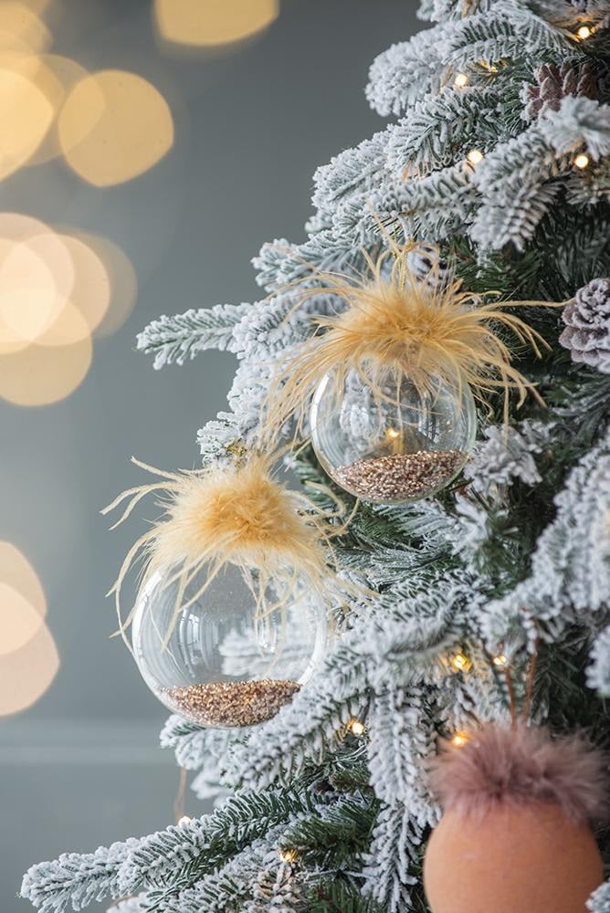 D3.9" Christmas Ball Ornaments, Glass Decorative Hanging Ball Christmas Tree Ornaments for Holiday Party Decorations, Set of 6