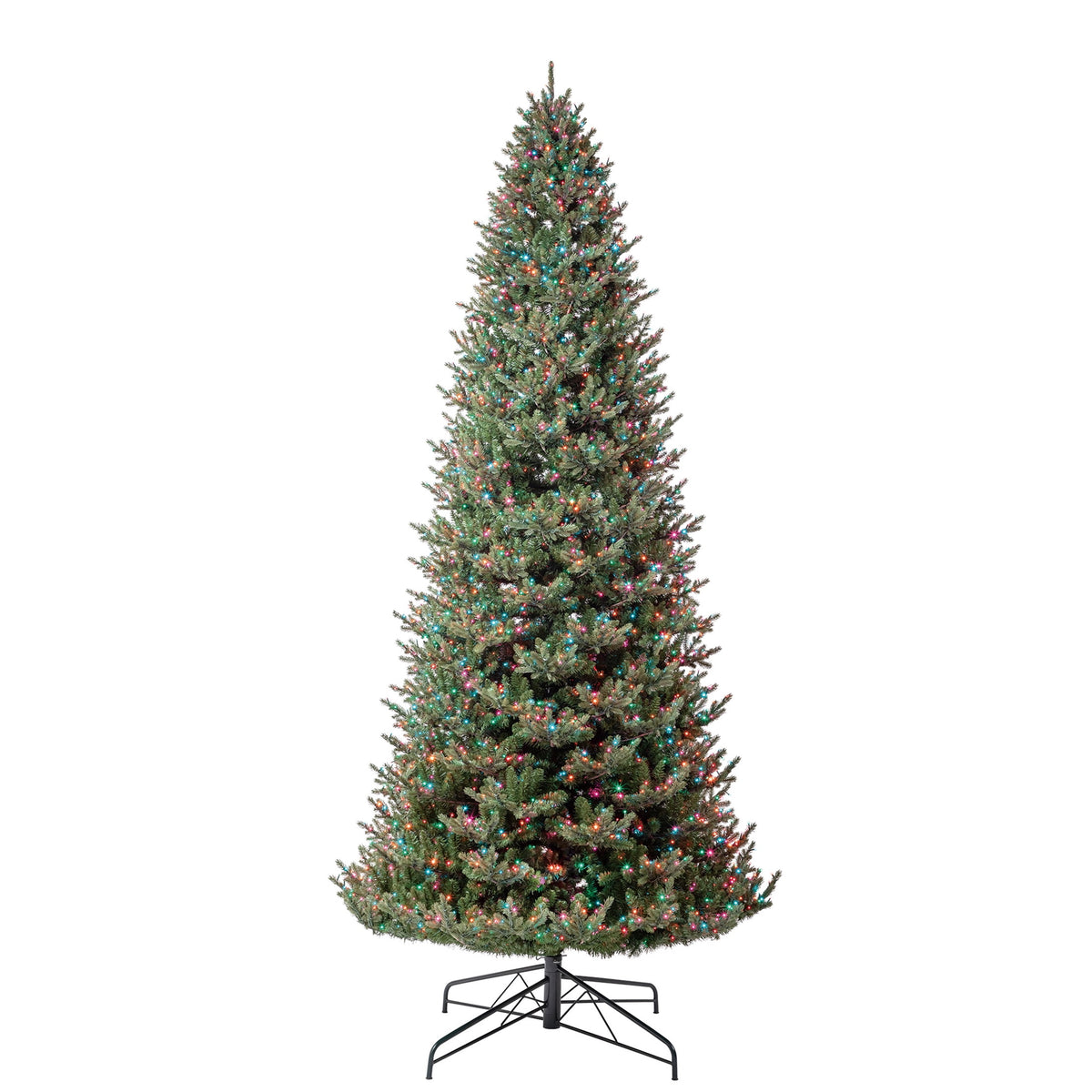 My Texas House 7.5' Pre-Lit Grand Spruce Green Artificial Christmas Tree with LumaDazzle Color-Changing Twinkle LED Lights, Quick Set, and Stand