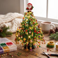 DIY Beaded Christmas Tree Kit - Handmade Mini Tabletop Xmas Tree with Santa Topper, Built-In Warm Lights, Holiday Decor Craft Gift for Adults