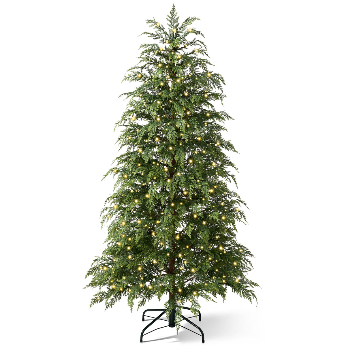 DR.Planzen 24" Pre-Lit Green Cypress Artificial Christmas Tree with 30 Warm White LED Lights, Mini Tabletop Xmas Tree in Woven Basket Base, Indoor Holiday Decoration