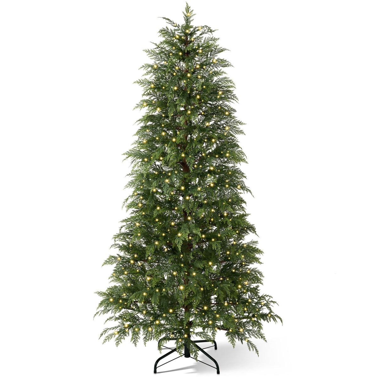 DR.Planzen 24" Pre-Lit Green Cypress Artificial Christmas Tree with 30 Warm White LED Lights, Mini Tabletop Xmas Tree in Woven Basket Base, Indoor Holiday Decoration
