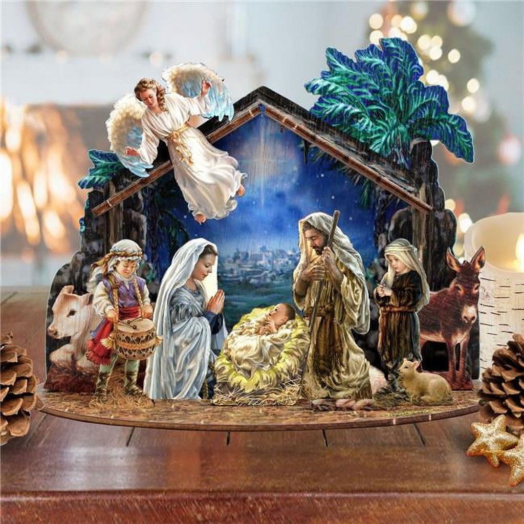Designocracy Miniature Village Indoor Nativity Scene, 6.5 in Wood