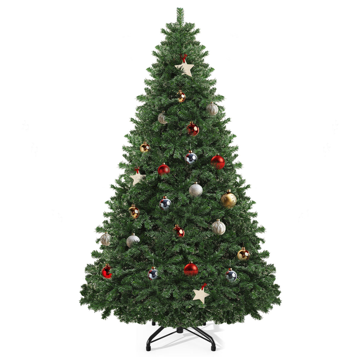 Dextrus 6ft Artificial Christmas Tree, Spruce Holiday Christmas Pine Tree with 880 Branch Tips & Metal Hinges, for Home, Office and Party Decor, Green