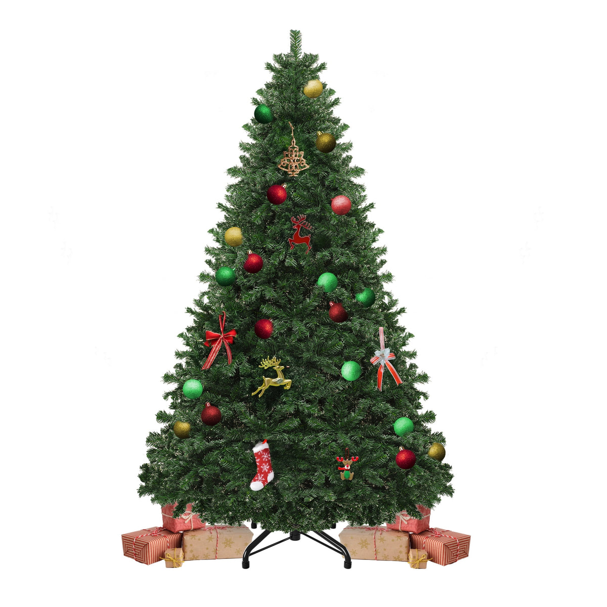 Dextrus 6ft Artificial Christmas Tree, Spruce Holiday Christmas Pine Tree with 880 Branch Tips & Metal Hinges, for Home, Office and Party Decor, Green