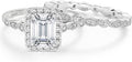 Divine Creation 2.40 Ct Emerald Cut White Diamond Engagement Wedding Thanksgiving Christmas Bridal Ring Set 14K White Gold Plated 925 Sterling Silver For Women's -4.5