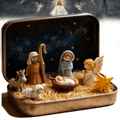Easter Decorations 2026 - Mini Christmas Nativity Set In Tin Box Jesus Birth Scene Figurines Decoration for Tabletop Party Office Decor & Christian Holiday Gifts(1PCS)