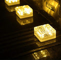 Epicgadget Solar Ice Cube Shaped Light, 4x4x2.15 Inch Ice Cube Shaped Brick Warm White Outdoor Solar Garden Decorative Lights for Walkway Pathway Backyard Christmas Decoration Parties (3 Pieces)