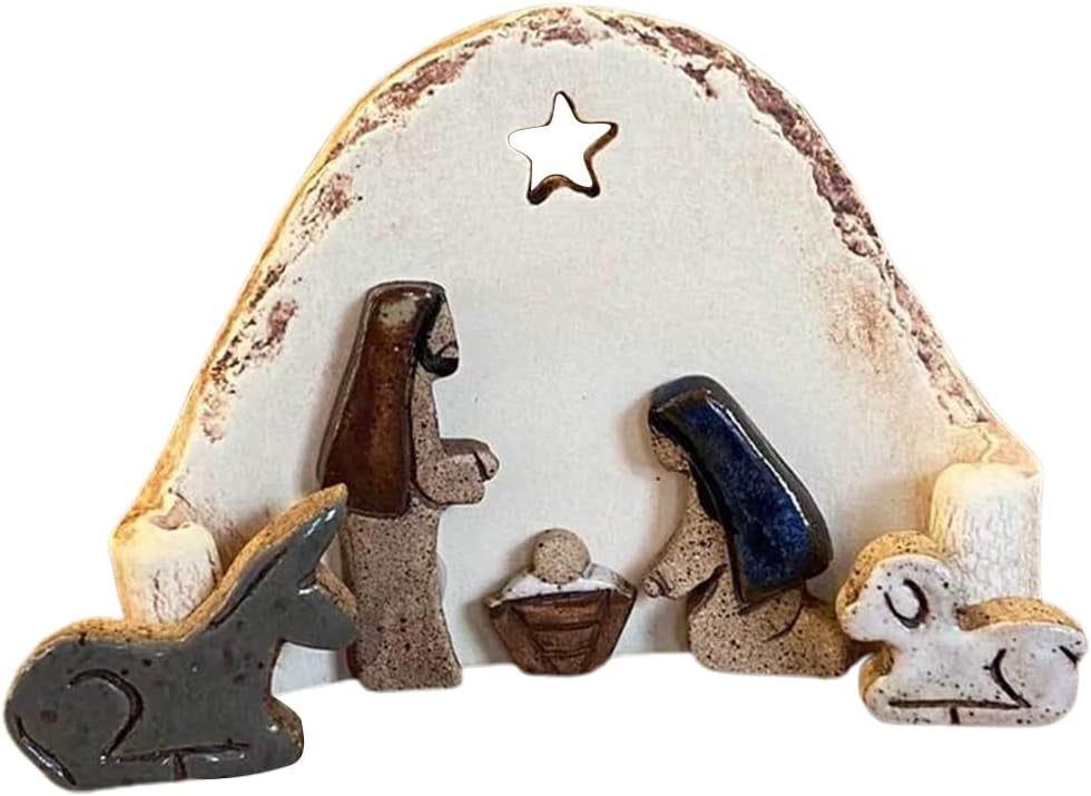 FDEEOM Nativity Set for Christmas Decor,Christian Nativity Resin Ornaments,Handicraft Nativity Scene Table Decorations for Easter Christmas Decor(A1)