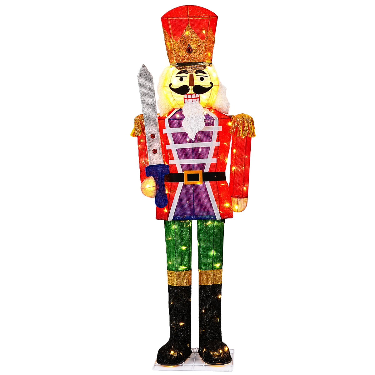 FOOWIN 61" Christmas Nutcracker Decoration, Large Lighted Christmas Nutcracker Soldier Decor for Indoor & Outdoor, Holiday Yard Lawn Christmas Decor，Sword