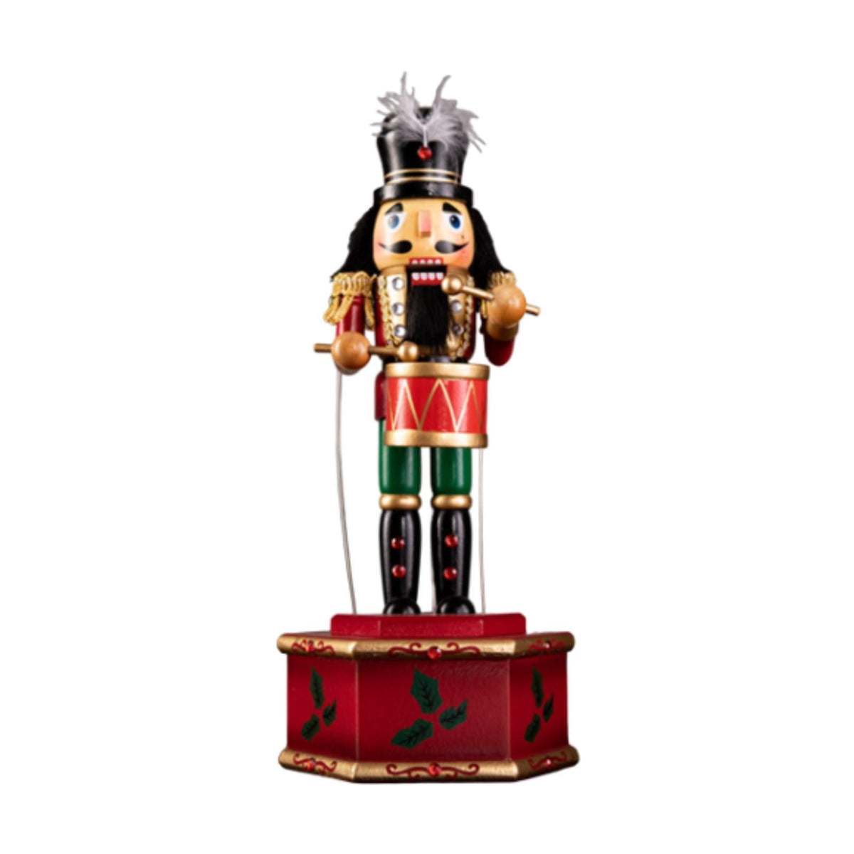 FVDPWYE Christmas Nutcracker Figurine Wooden Nutcracker Doll Music Box Tabletop Ornament