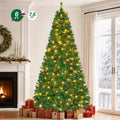 Firstness 6ft Pre-Lit Christmas Tree with 925 Branch Tips, Green Artificial Xmas Tree with Pine Cones, 8 Lighting Modes
