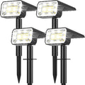 Solar Spot Lights Outdoor [4 Pack, IP65] - 100 High-Lumen LEDs, 4 Modes & 2-in-1 Design. Auto On/Off Cool White Landscape Lights for Yard, Garden, Pathway.