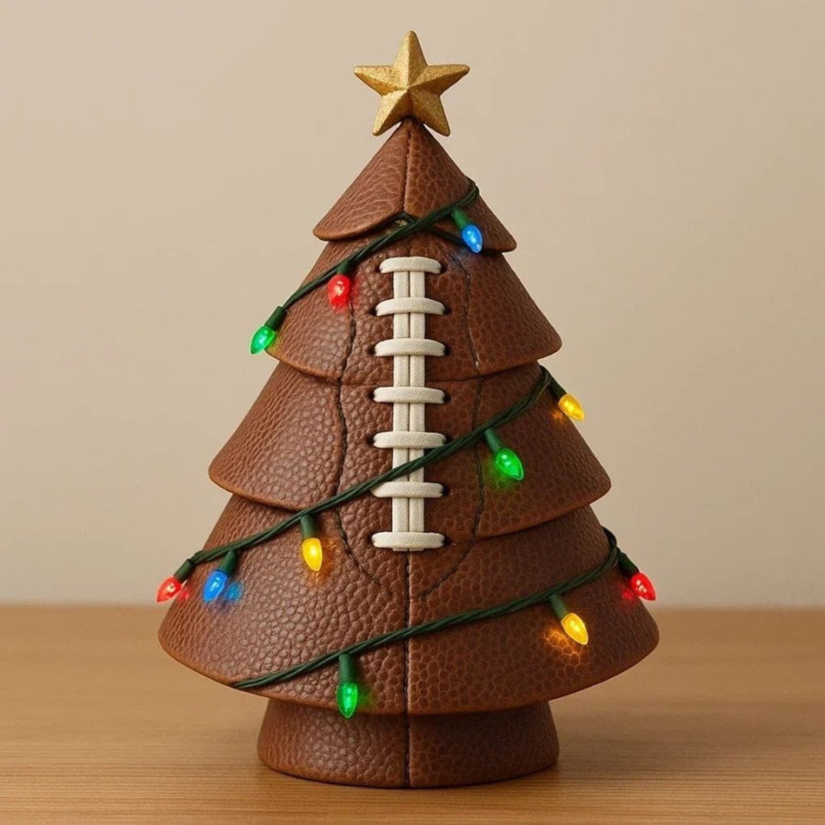 Football Theme Mini Christmas Trees with Lights, Tabletop Small Christmas Tree Ornaments Lighted, Xmas Tree with LED Lights for Desk Table Top Party Festival Sports Theme Decorations