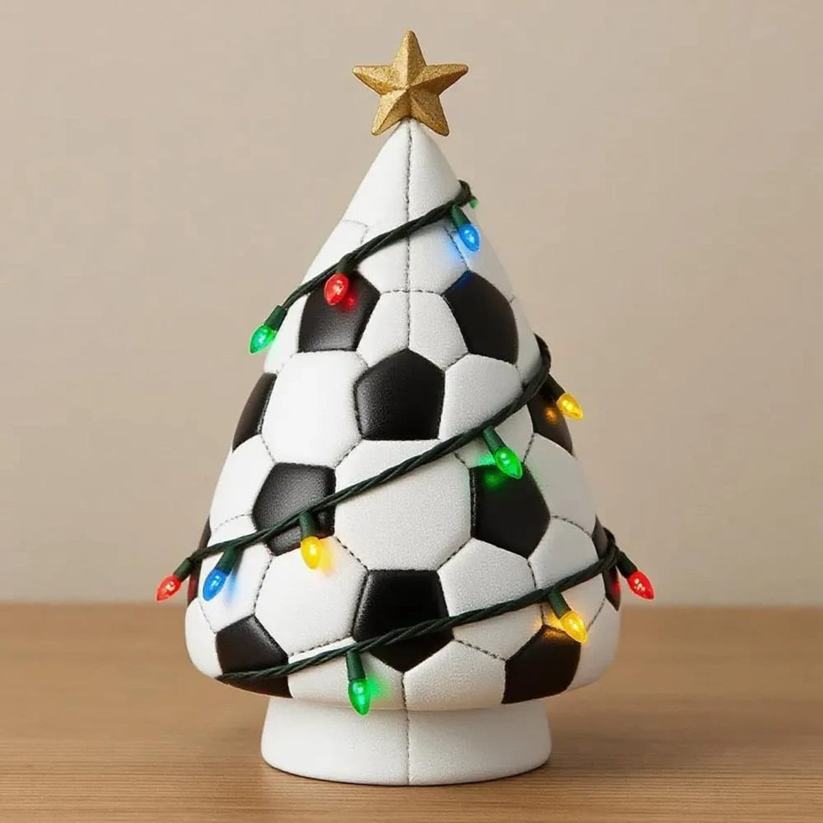 Football Theme Mini Christmas Trees with Lights, Tabletop Small Christmas Tree Ornaments Lighted, Xmas Tree with LED Lights for Desk Table Top Party Festival Sports Theme Decorations