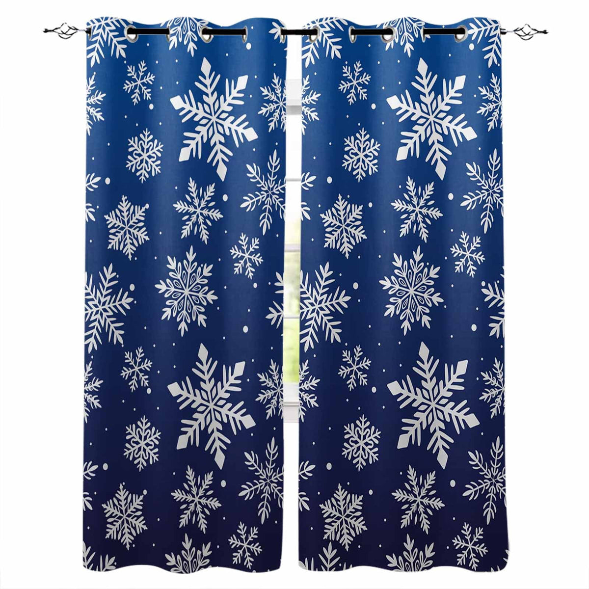 Fsddascl Grey White Snowflake Christmas Blackout Curtains for Bedroom/Living Room, Thermal Insulated Kitchen Curtains, Winter Xmas Snowflakes Grommet Darkening Window Treatment Drapes 42"x84"x2
