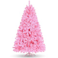 Funcid 6ft Pink Artificial Christmas Tree, Hinged Spruce Full Tree with 1477 Branch Tips, Foldable Metal Stand, New PVC Material, Xmas Tree for Indoor and Outdoor Decoration