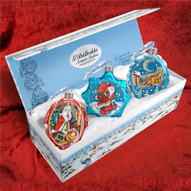 G. Debrekht 770103-2S3 Christmas Night Mercury Glass Ornaments Set of 3 by G. DeBrekht - Christmas Decor