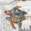 G. Debrekht 8688192-S2 Turtles Wooden Ornaments Set of 2 by G.Debrekht Coastal Holiday Decor