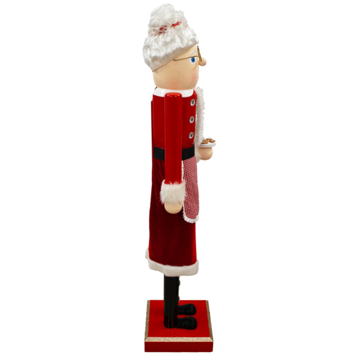 Giant Mrs. Claus Nutcracker Statue - Large 5' Wooden Christmas Decor - Lifesize Holiday Figurine with Cookies & Glasses - Classic Indoor/Outdoor Christmas Display for Front Porch or Living Room