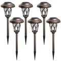 GIGALUMI Solar Pathway Lights, 6-Pack Metal Automatic Yard Lights for Garden, Patio, Walkway