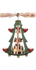 German christmas pyramid Nativity scene, 3-tier, height 40 cm / 16 inch, original Erzgebirge by Richard Glaesser Seiffen