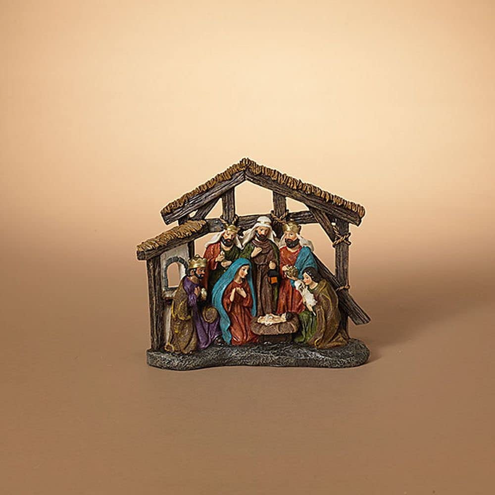 Gerson 2653910 Resin Nativity Scene, 8.4-inch Length