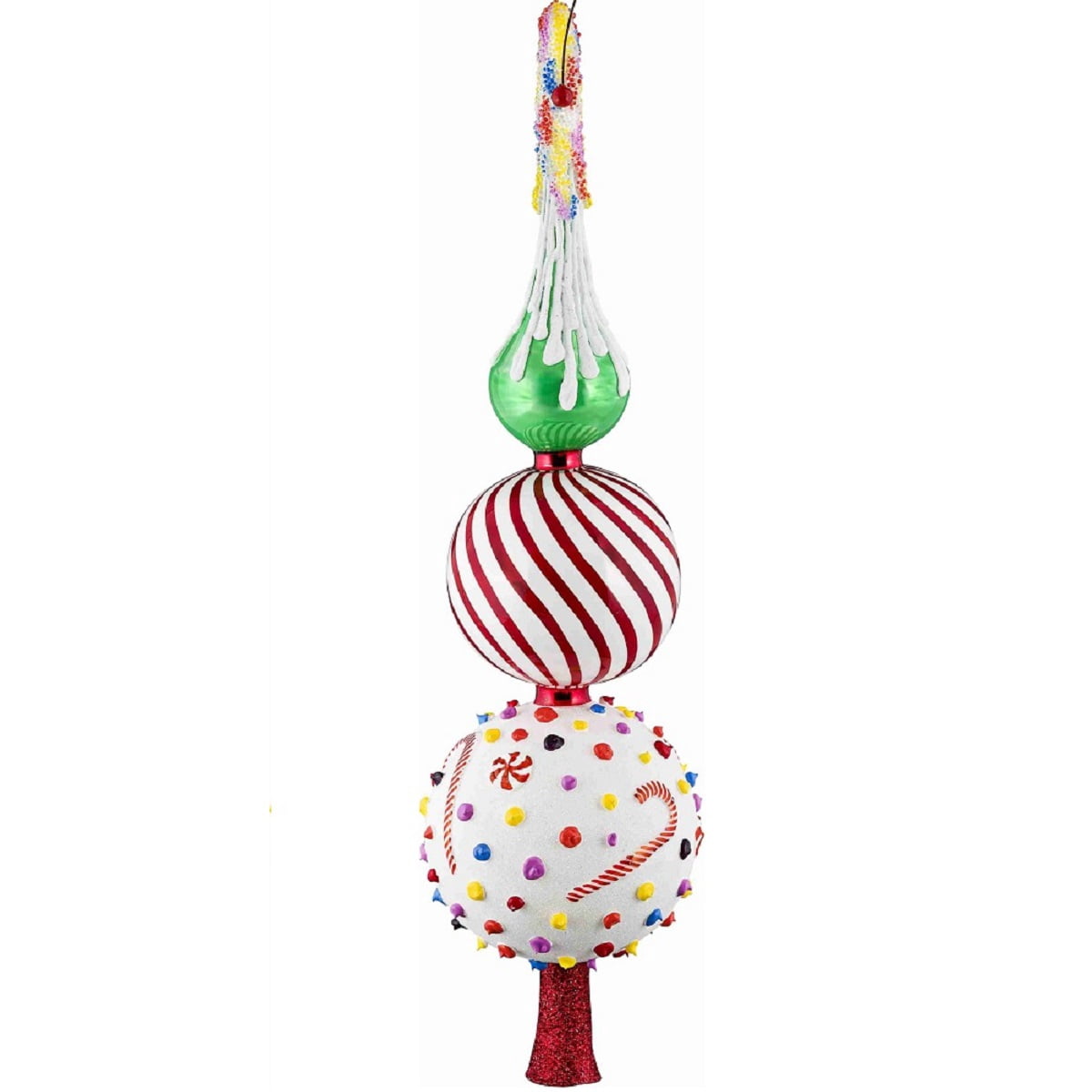 Glitterazzi Candy Theme Finial Polish Glass Christmas Tree Topper 16 Inch New