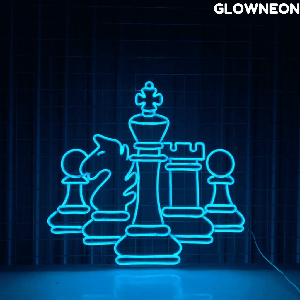 Glowneon Chess Neon Sign, Chess Set Led Sign, Christmas Gift For Dad