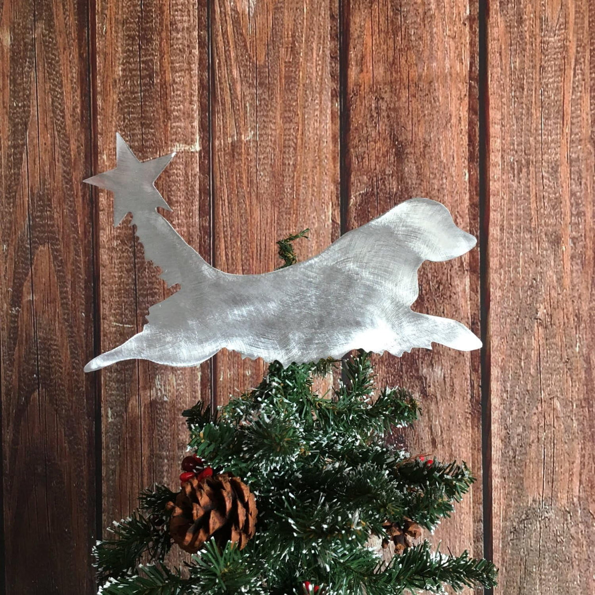Golden Retriever Dog Christmas Tree Topper, Holiday Decoration, Aluminum