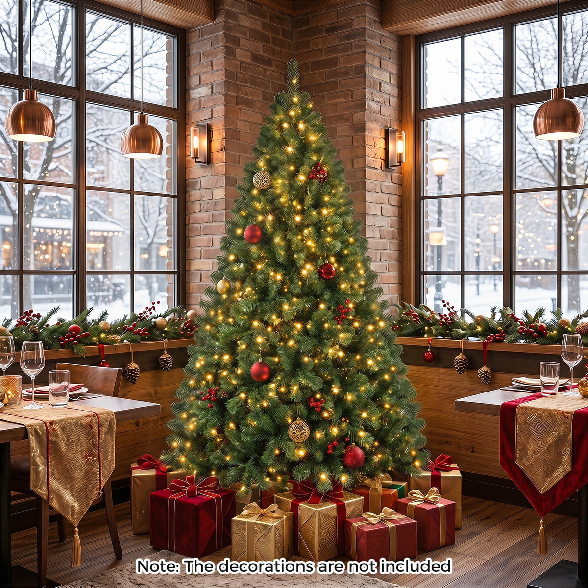 Gymax 6 FT Pre-Lit Artificial Christmas Tree Realistic Full Xmas Tree w/ 560 Warm White LED Lights 821 Dense Branch Tips