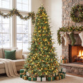 Gymax 7.5 FT Pre-Lit Artificial Christmas Tree, Realistic Xmas Tree w/ 540 Warm White LED Lights 1125 Dense Branch Tips
