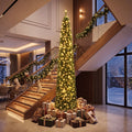 Gymax 9 FT Pre-Lit Artificial Christmas Tree Realistic Slim Pencil Xmas Tree